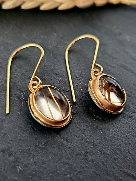 Rutilated Optic Quartz Dangle Earrings