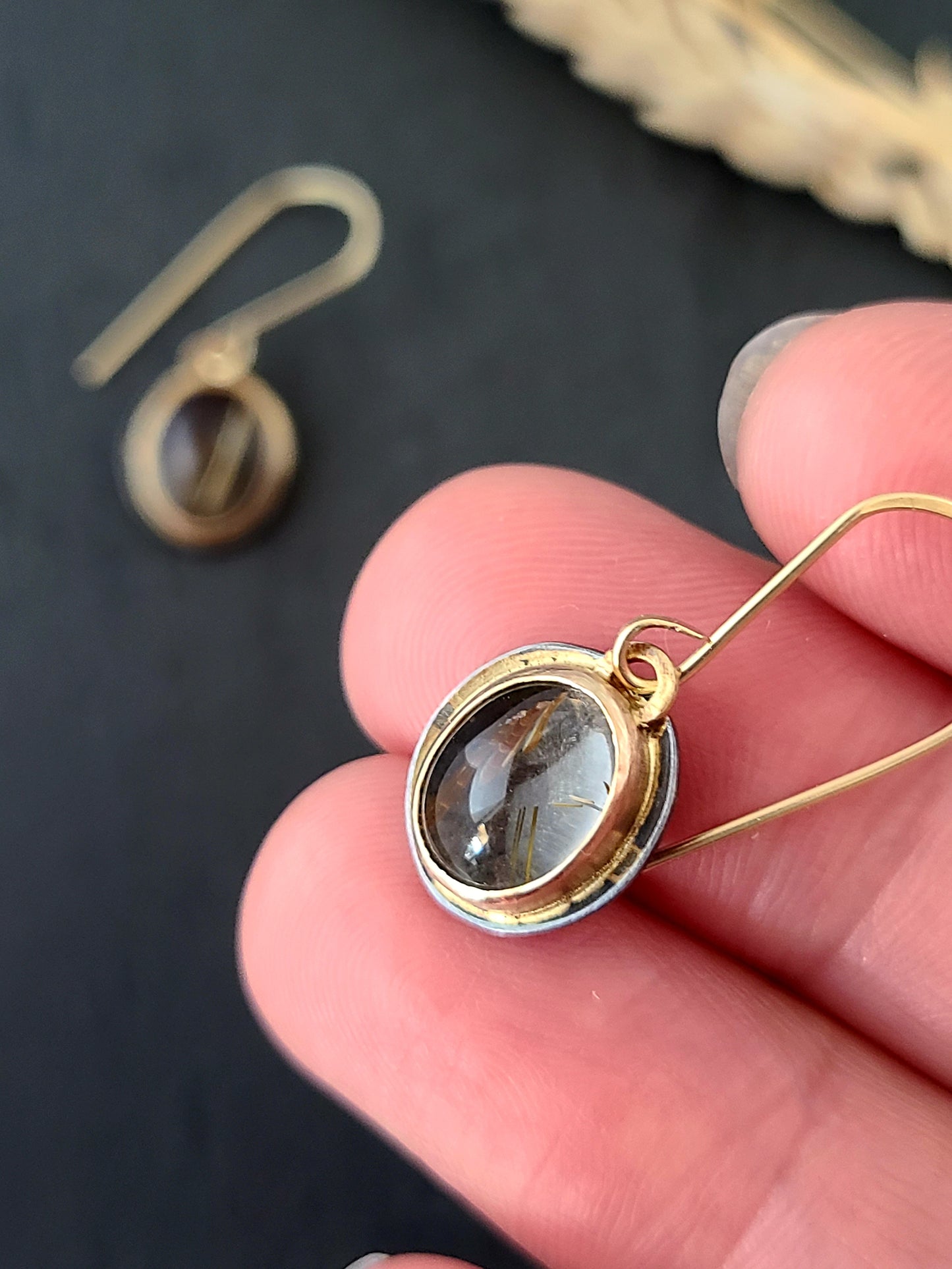 Rutilated Optic Quartz Dangle Earrings