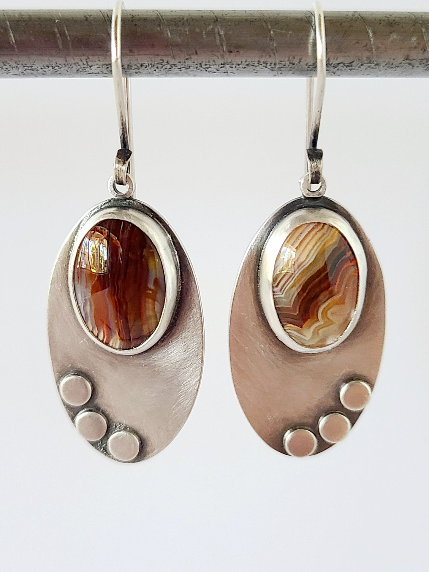 Skipping Stones Earrings-Umber Brown & Sepia Agates