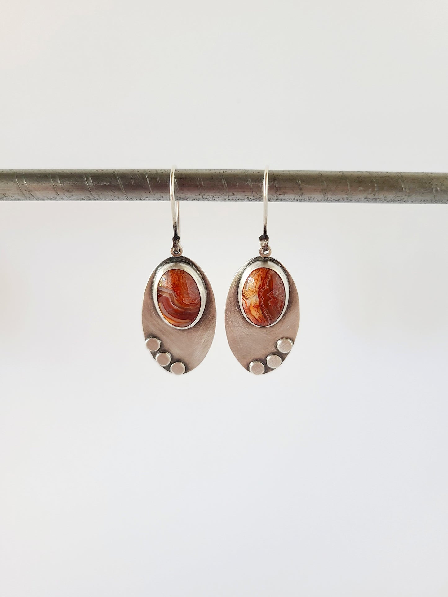 Skipping Stones Earrings-Red & Orange Agates