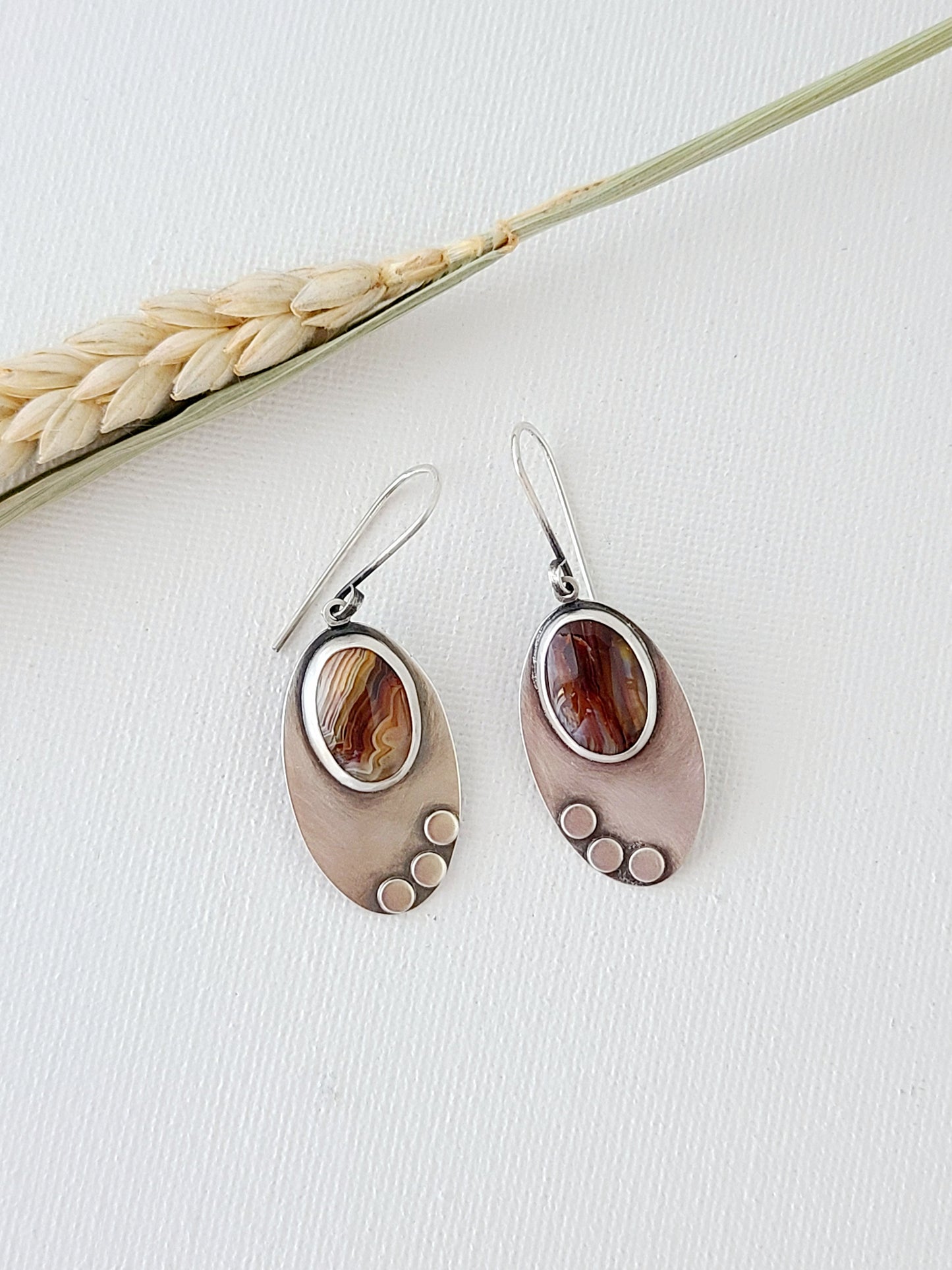 Skipping Stones Earrings-Umber Brown & Sepia Agates