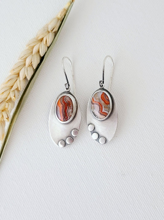 Skipping Stones Earrings-Orange & Cream Agates