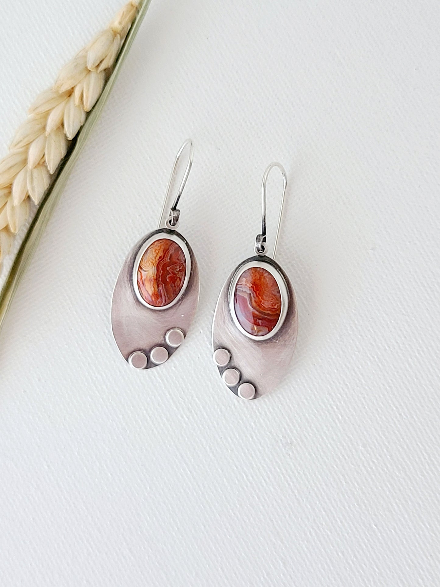 Skipping Stones Earrings-Red & Orange Agates