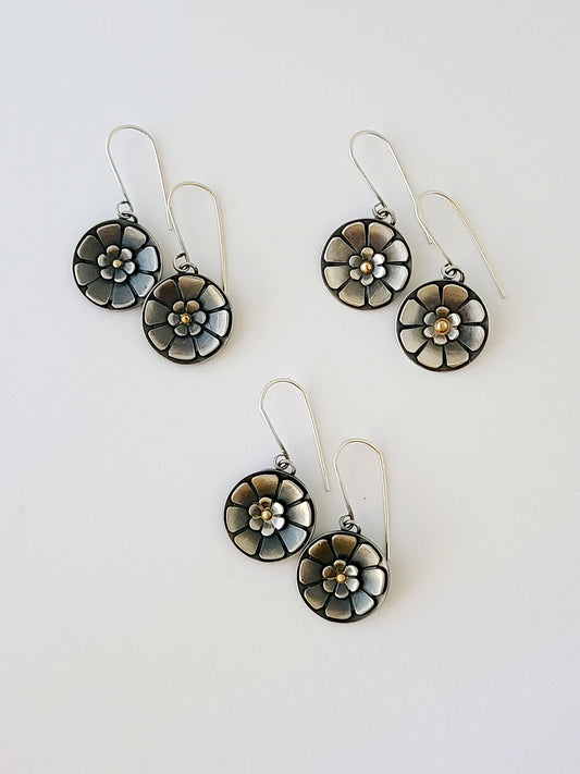 Flower earrings-SS/14k