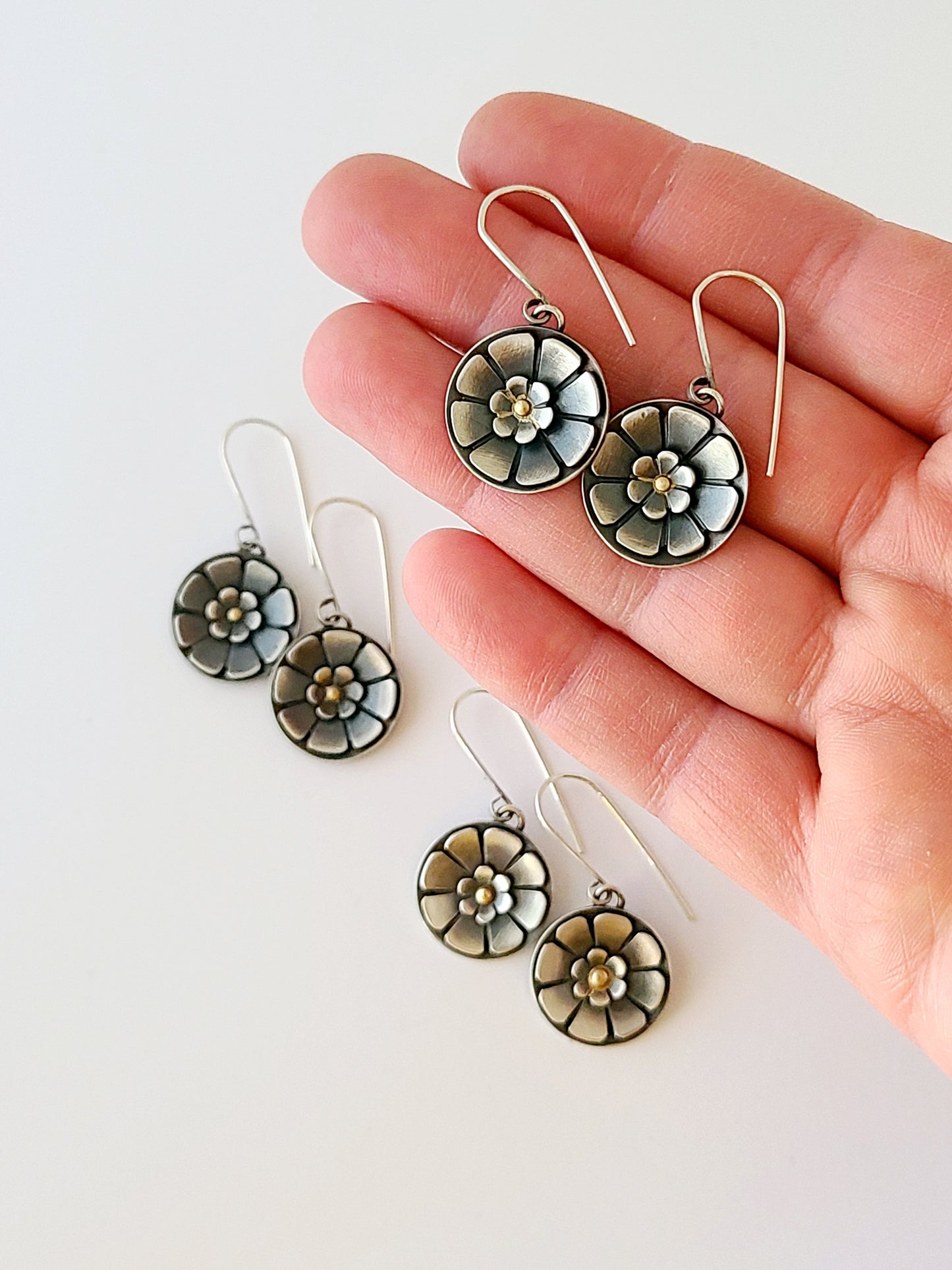 Flower earrings-SS/14k