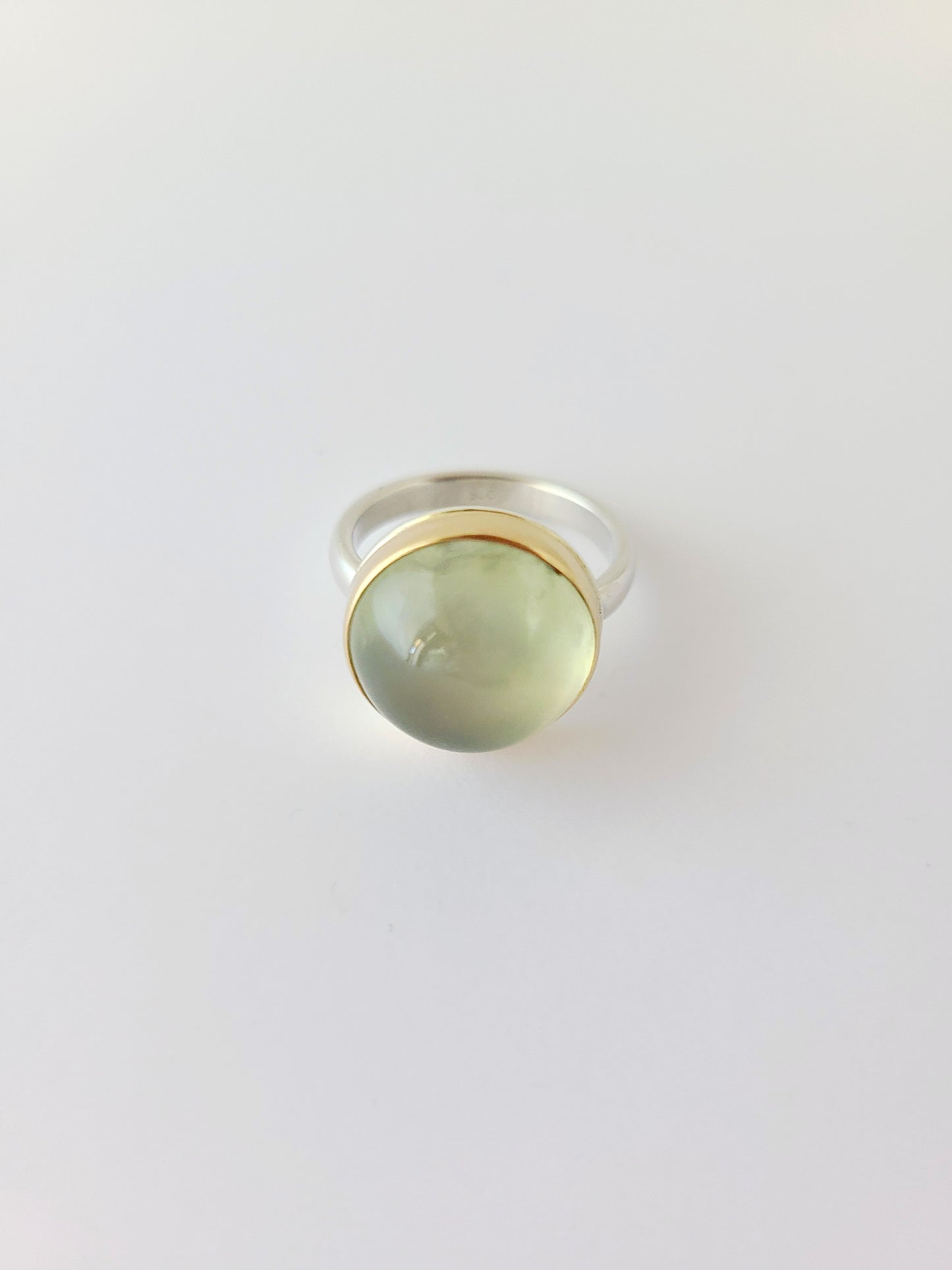 Prehnite Eye Candy Ring-SS/14k size 7 US