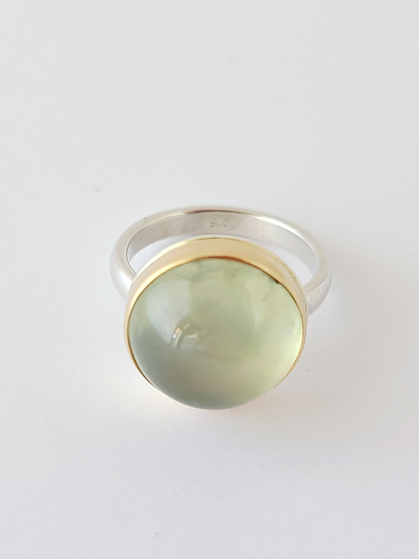 Prehnite Eye Candy Ring-SS/14k size 7 US