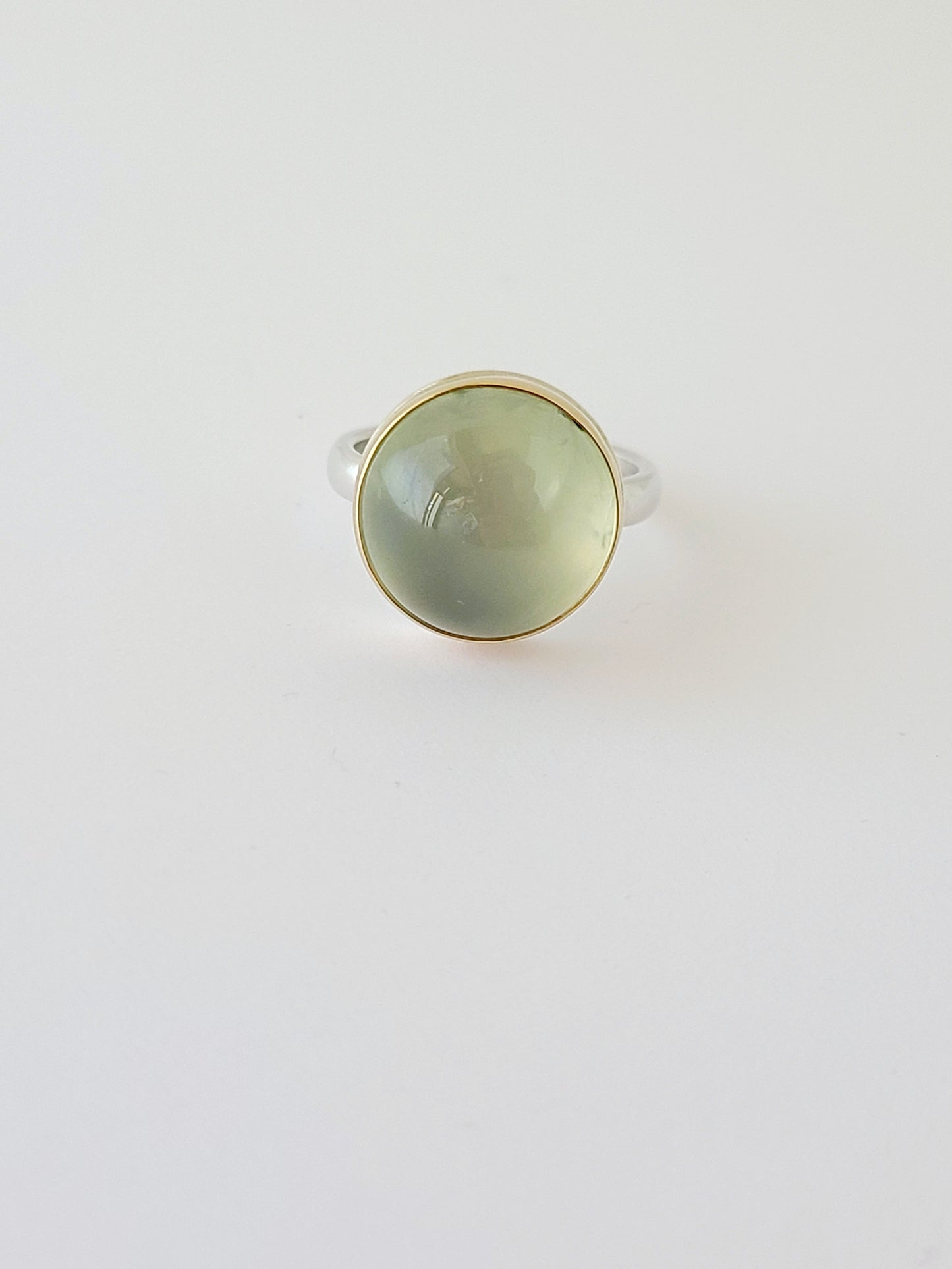 Prehnite Eye Candy Ring-SS/14k size 7 US