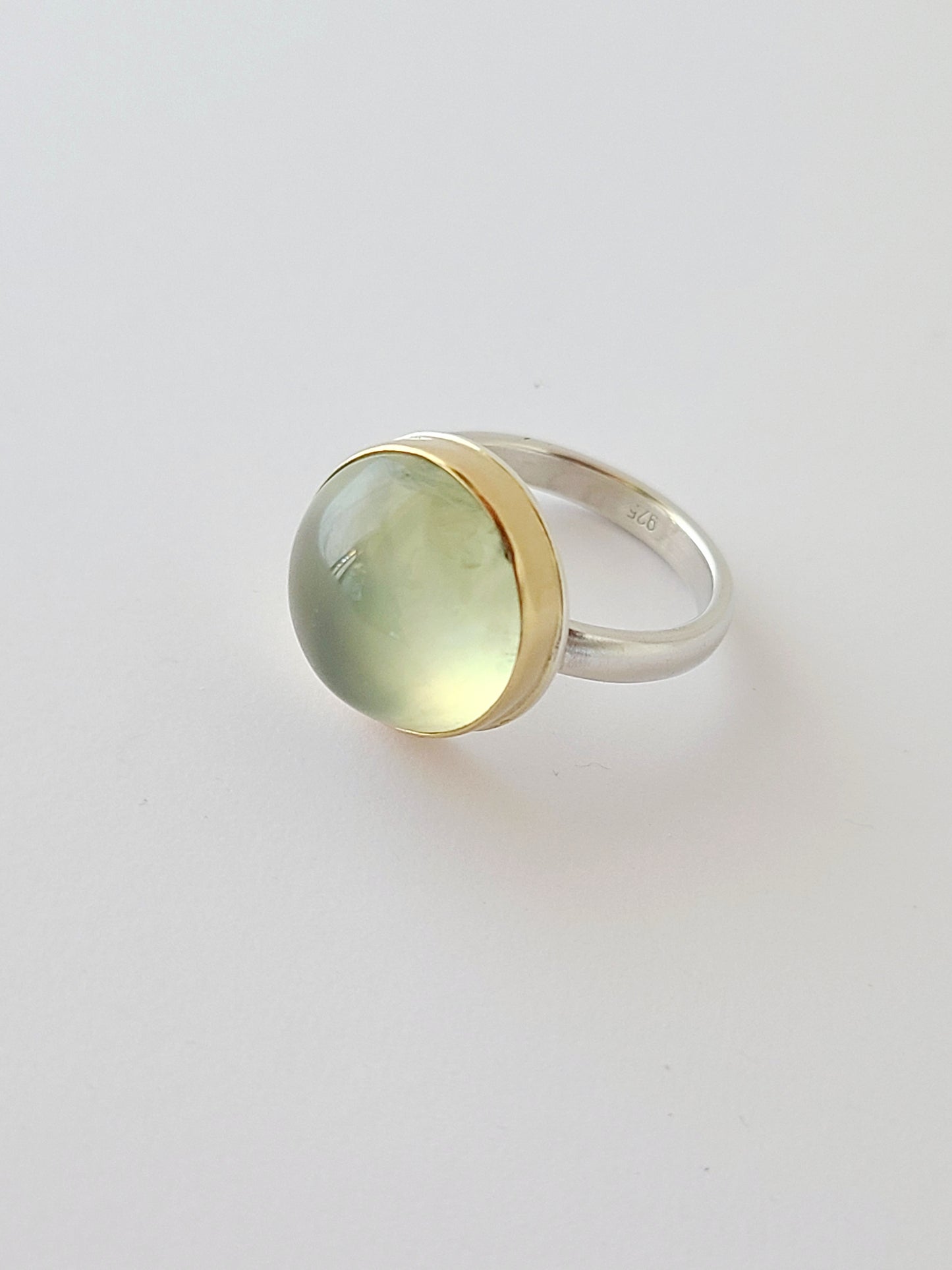 Prehnite Eye Candy Ring-SS/14k size 7 US