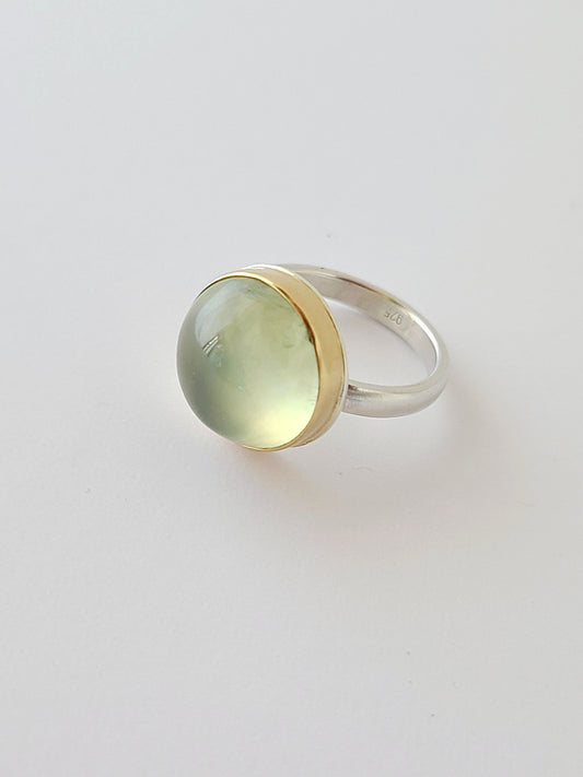 Prehnite Eye Candy Ring-SS/14k size 7 US