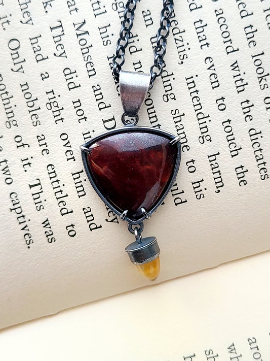 Red Jasper Pendant with Citrine