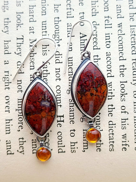 Marquise Brenda Plume Agate & Citrine Dangle earrings