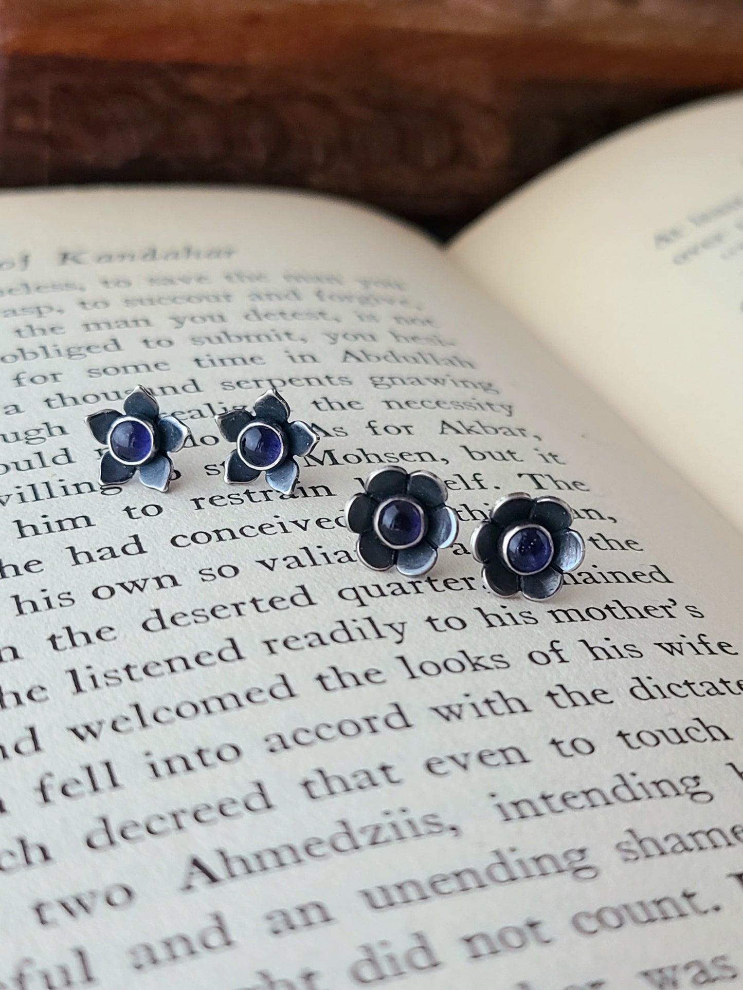 Flower Studs with Gemstones