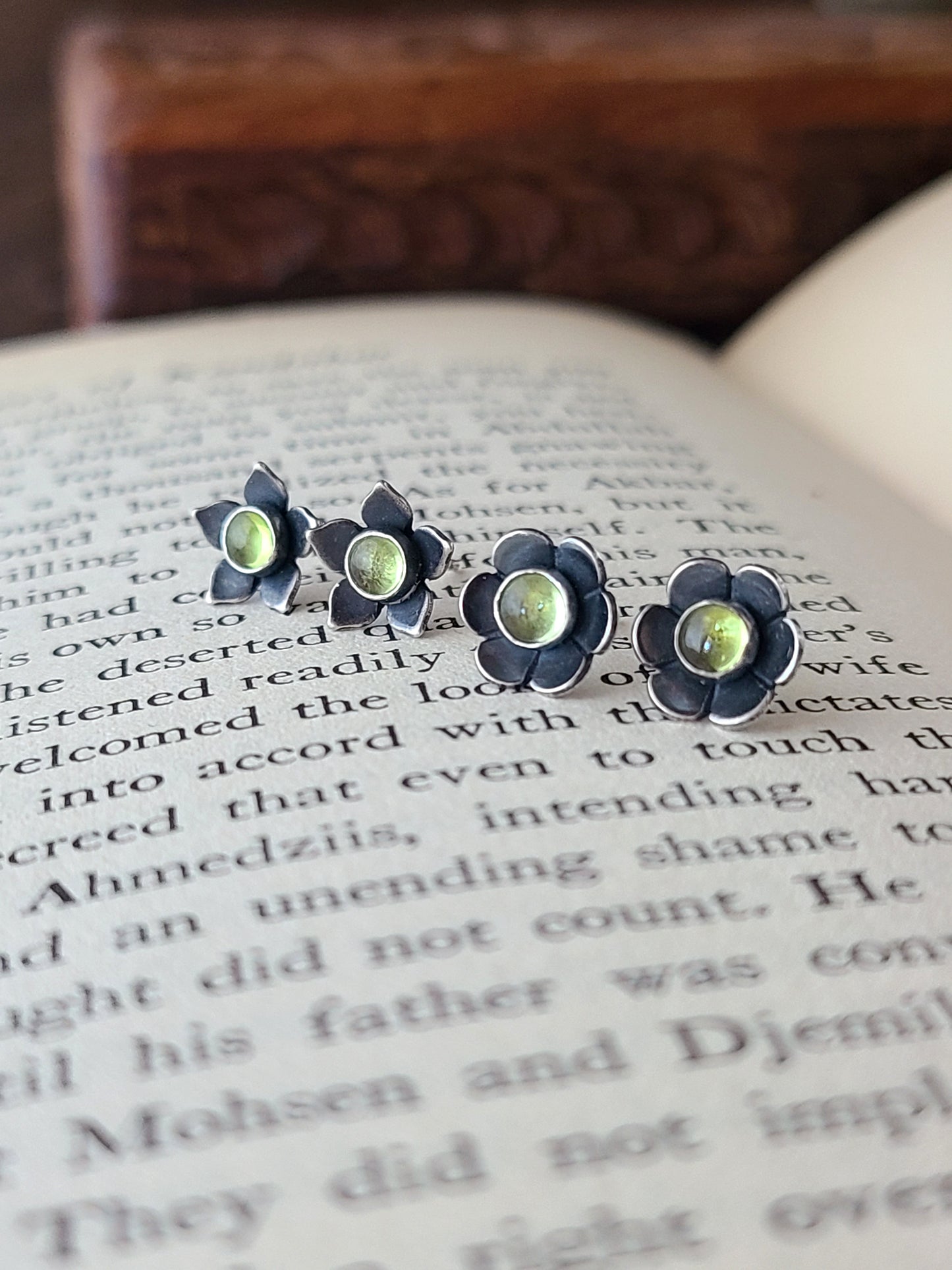 Flower Studs with Gemstones