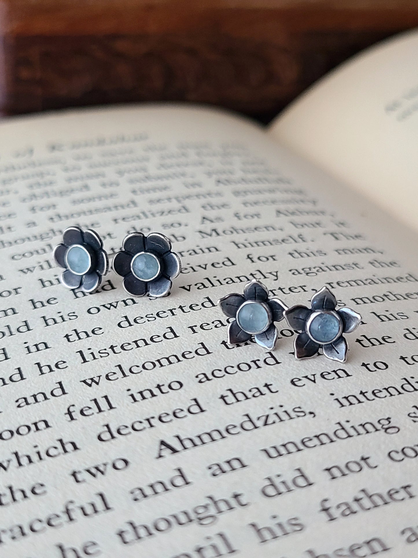 Flower Studs with Gemstones