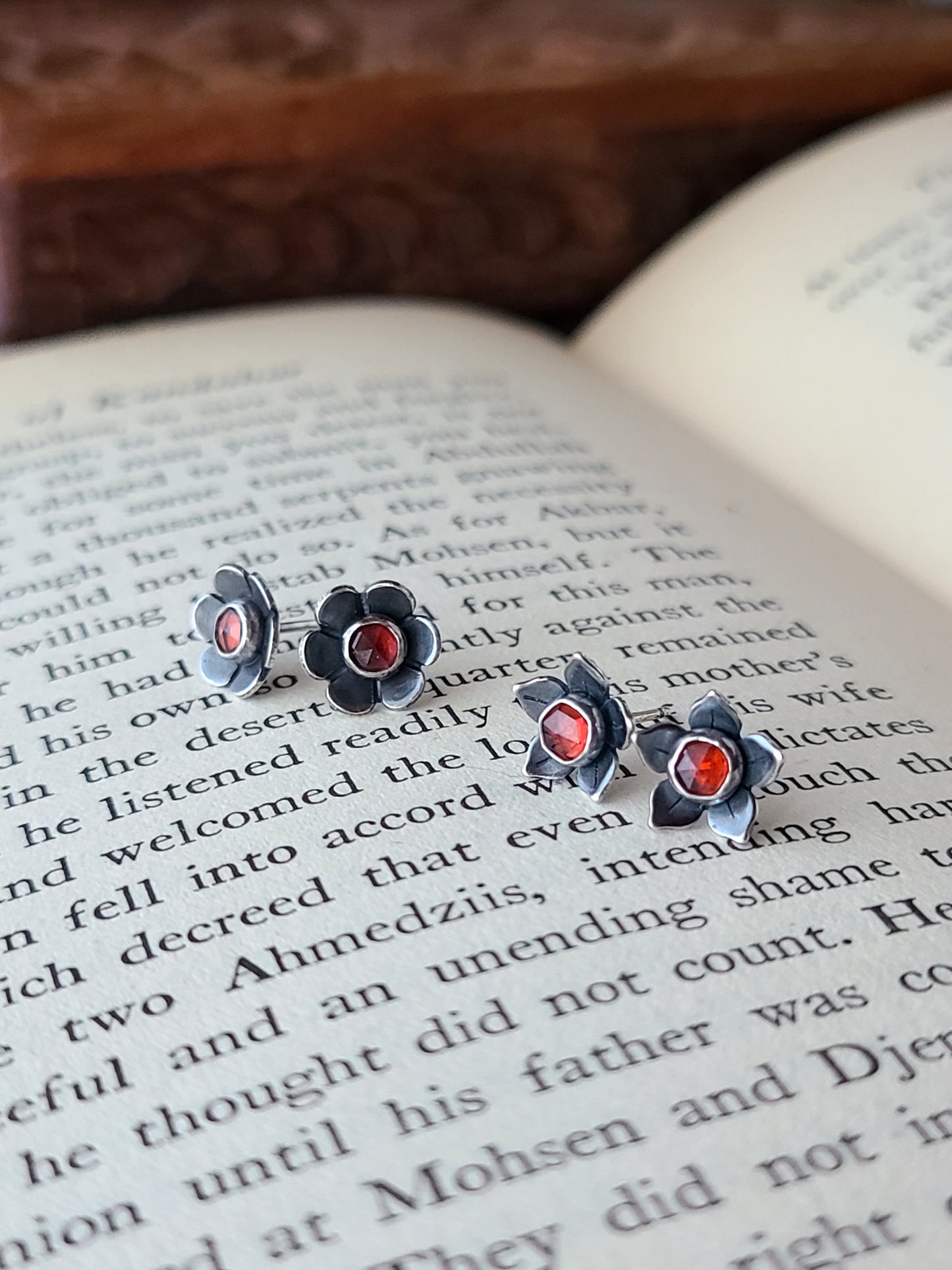 Flower Studs with Gemstones