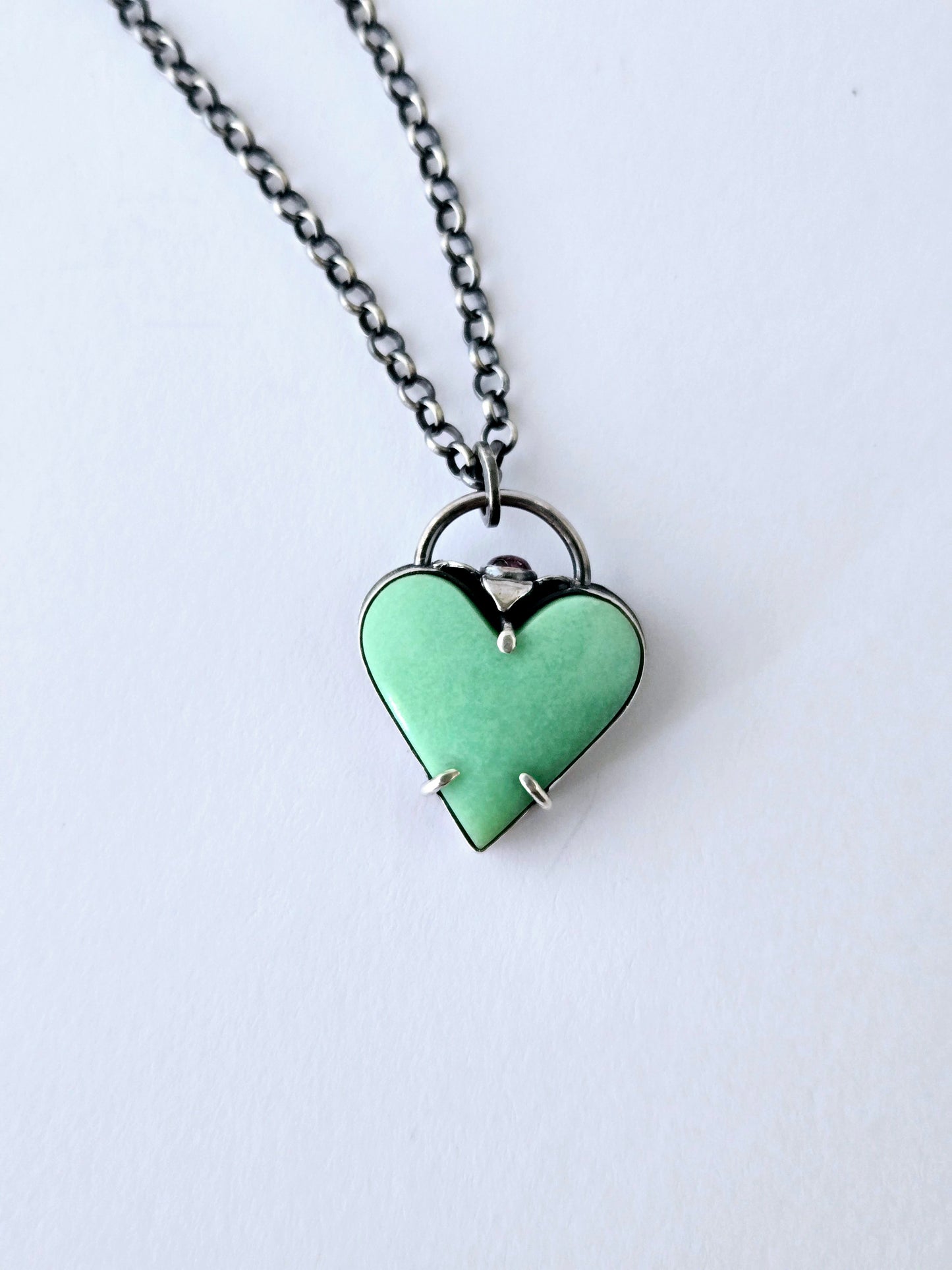 Chrysoprase and Tourmaline Heart pendant