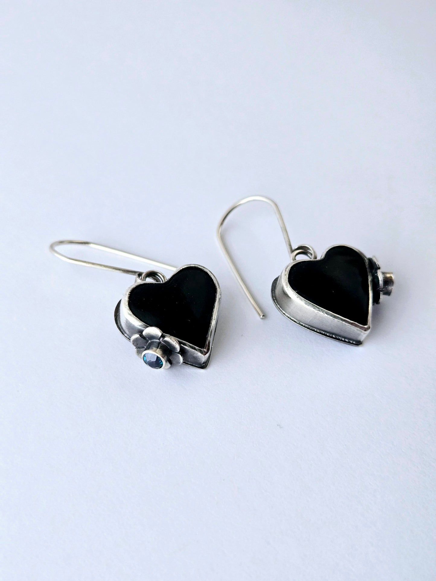 Black Jade & Mystic Topaz Heart earrings