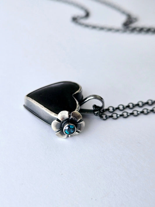 Black Jade & Mystic Topaz Heart necklace