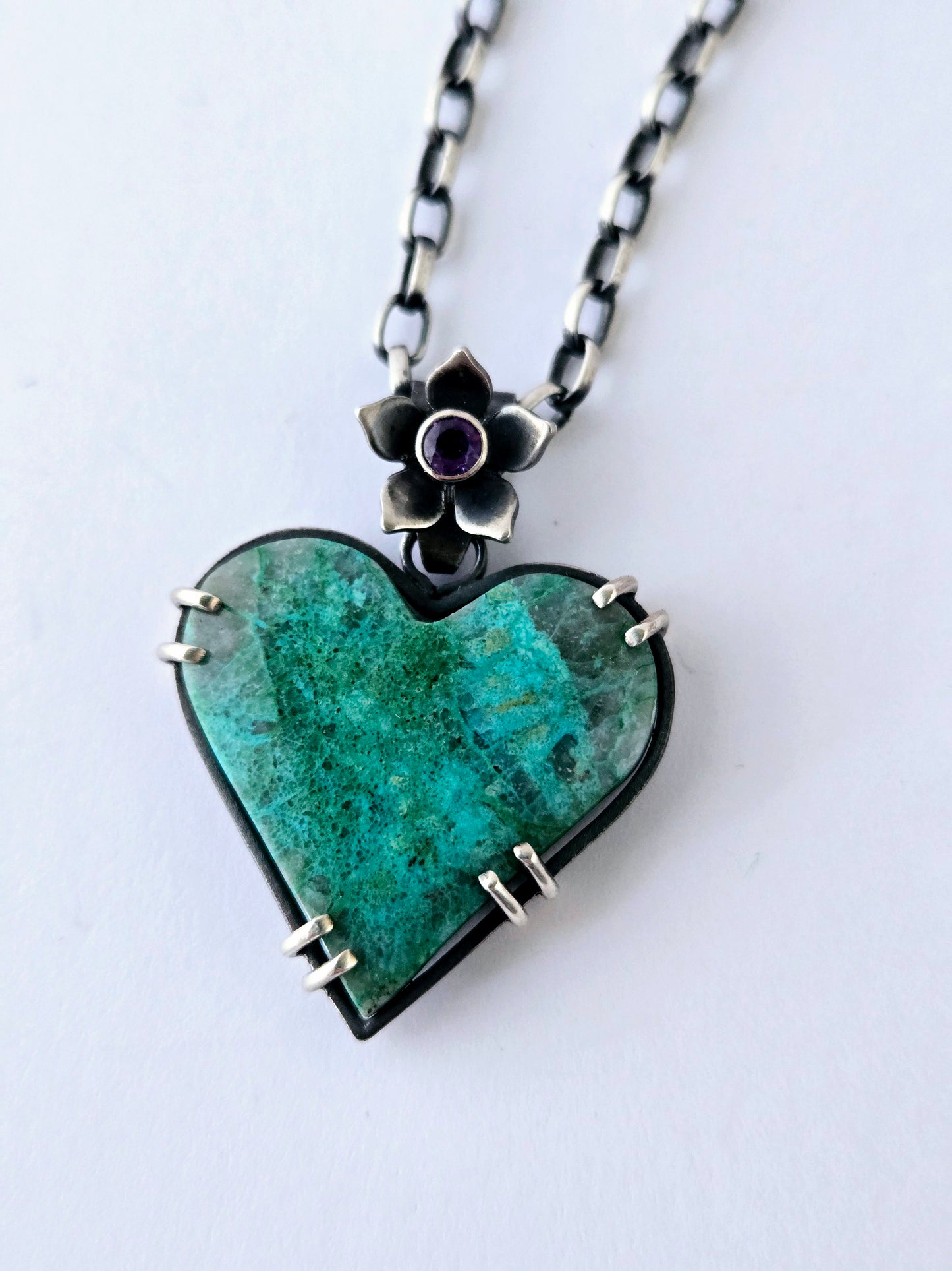 Chrysocolla & Amethyst Heart pendant