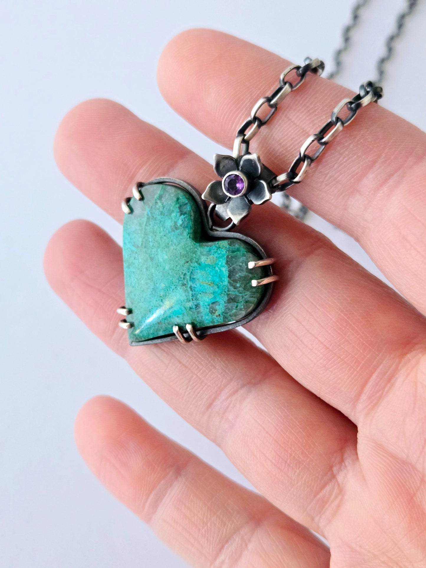 Chrysocolla & Amethyst Heart pendant