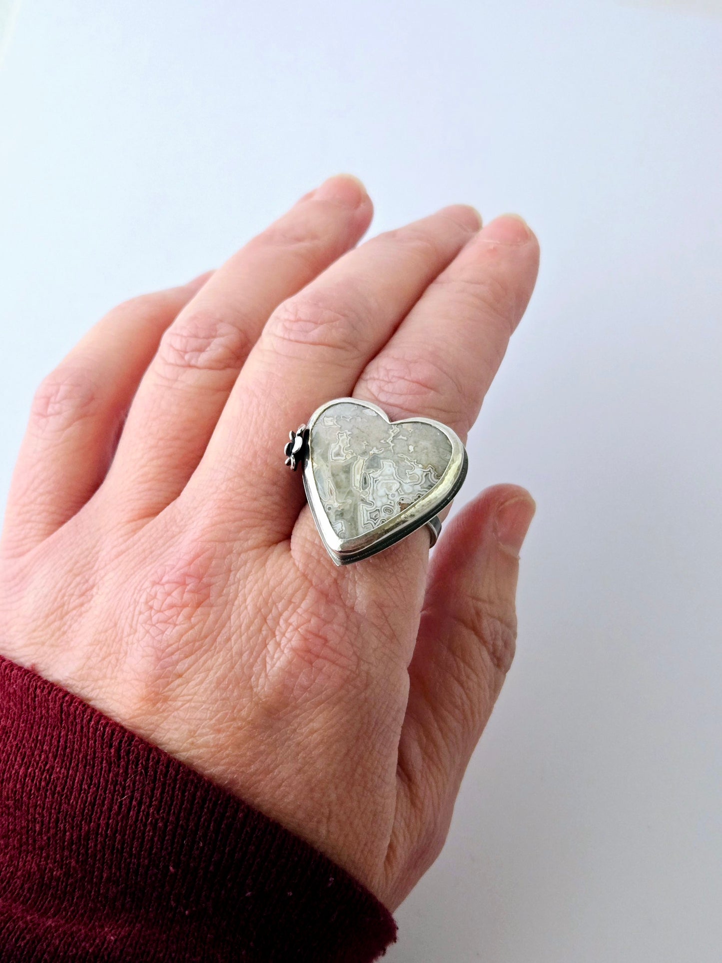 Hearts and Flowers Agate rings