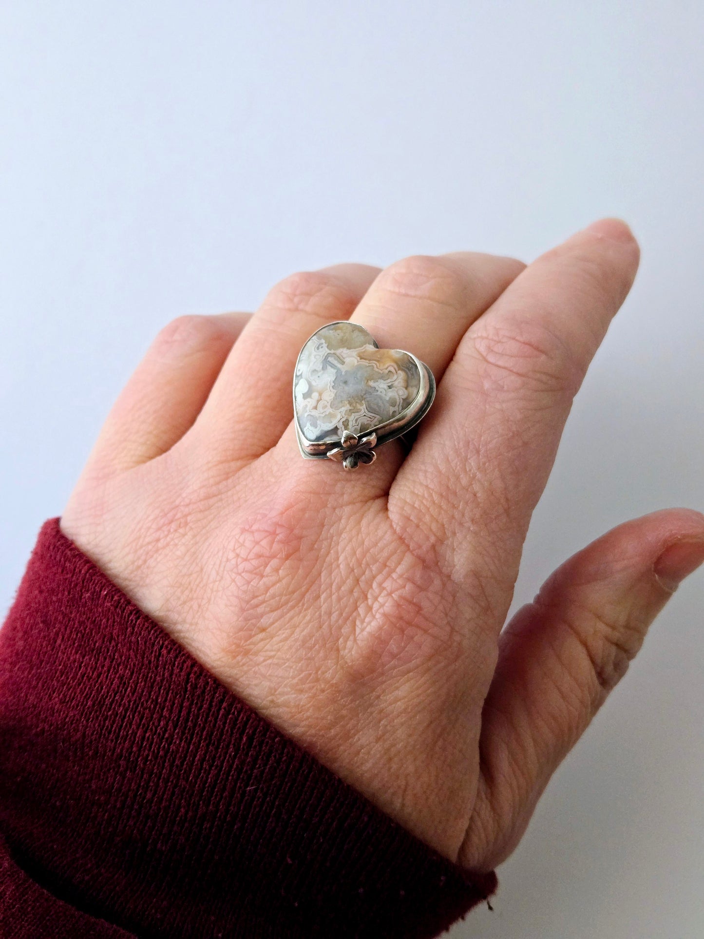 Hearts and Flowers Agate rings