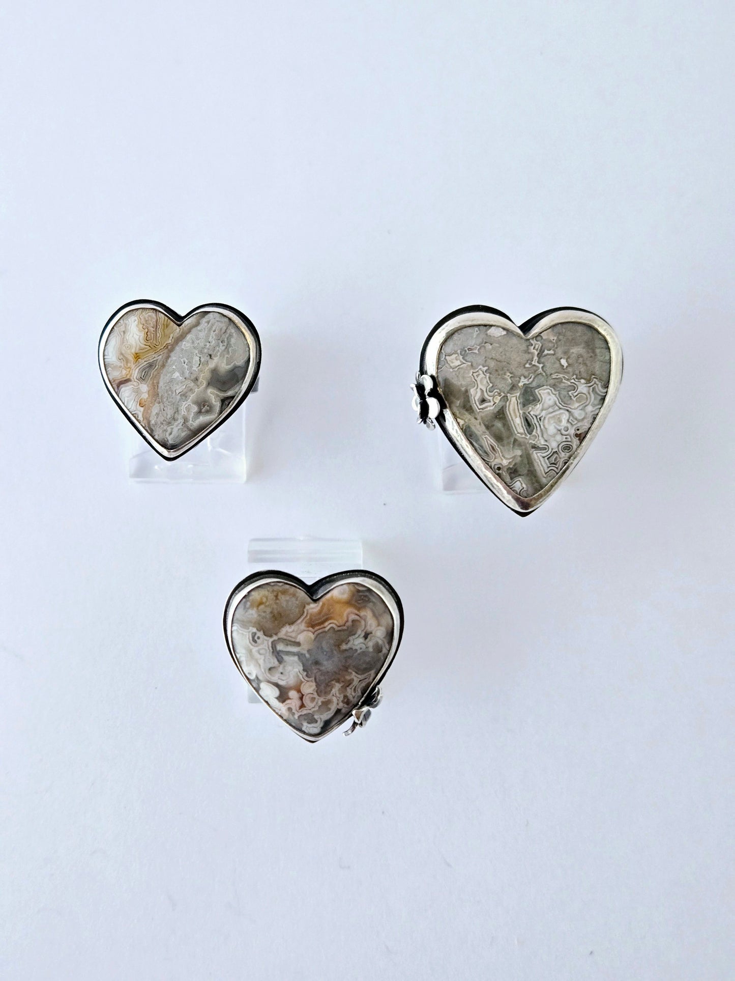 Hearts and Flowers Agate rings