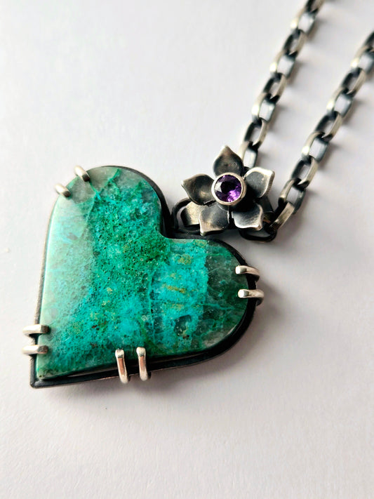 Chrysocolla & Amethyst Heart pendant