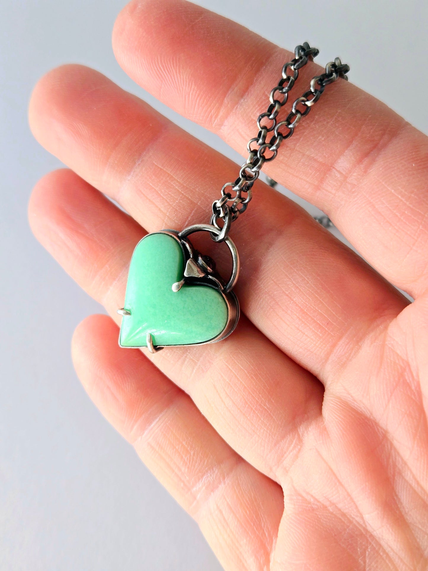 Chrysoprase and Tourmaline Heart pendant