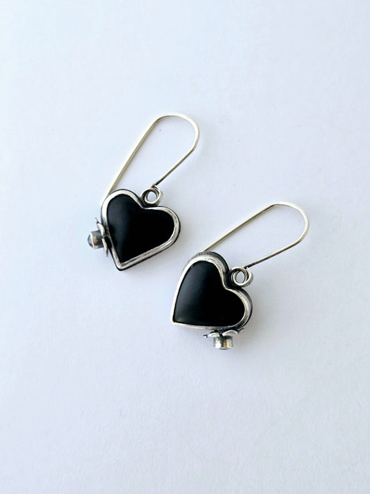 Black Jade & Mystic Topaz Heart earrings