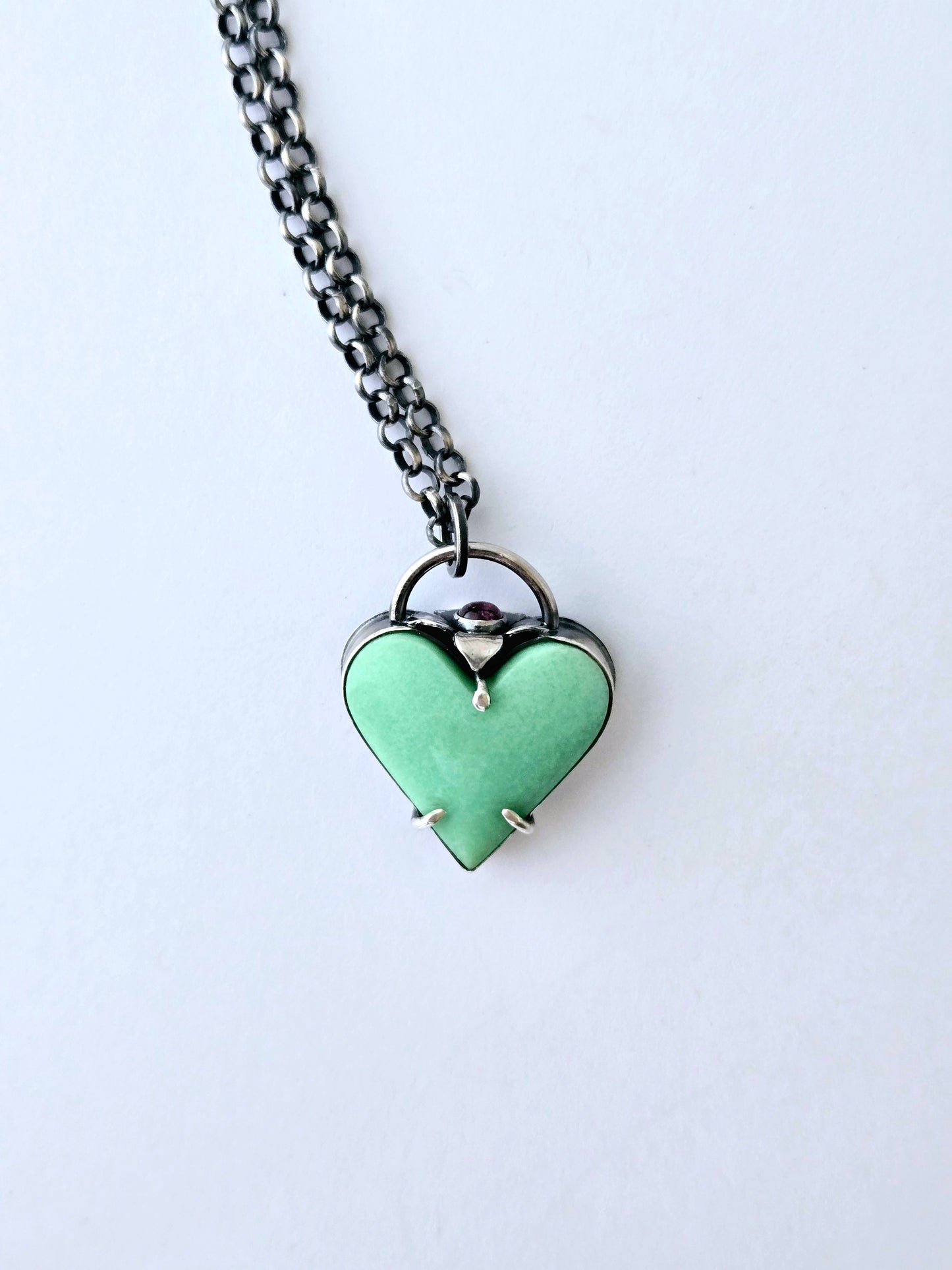 Chrysoprase and Tourmaline Heart pendant