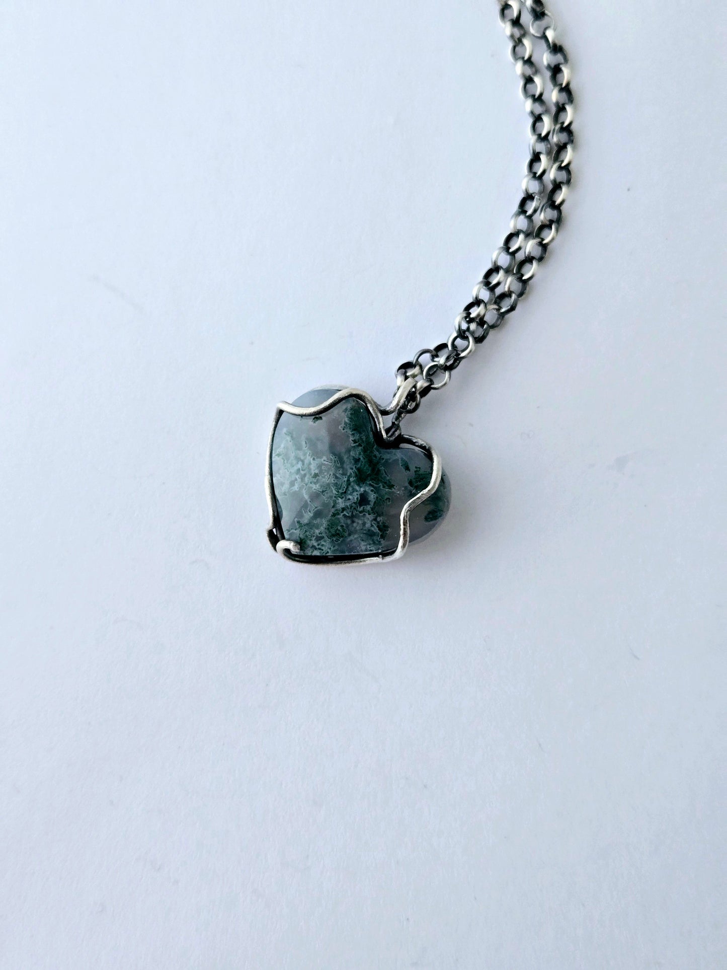 Moss Agate Heart Pendant