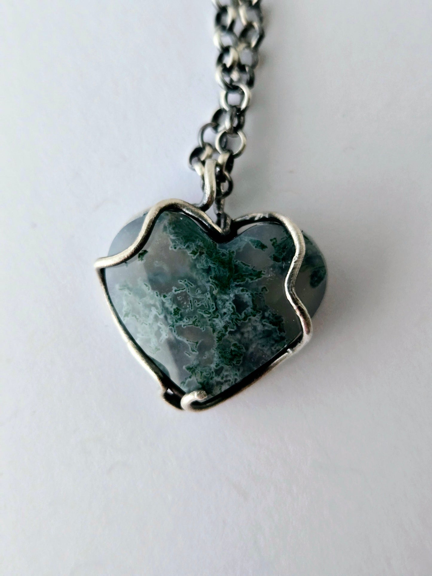 Moss Agate Heart Pendant