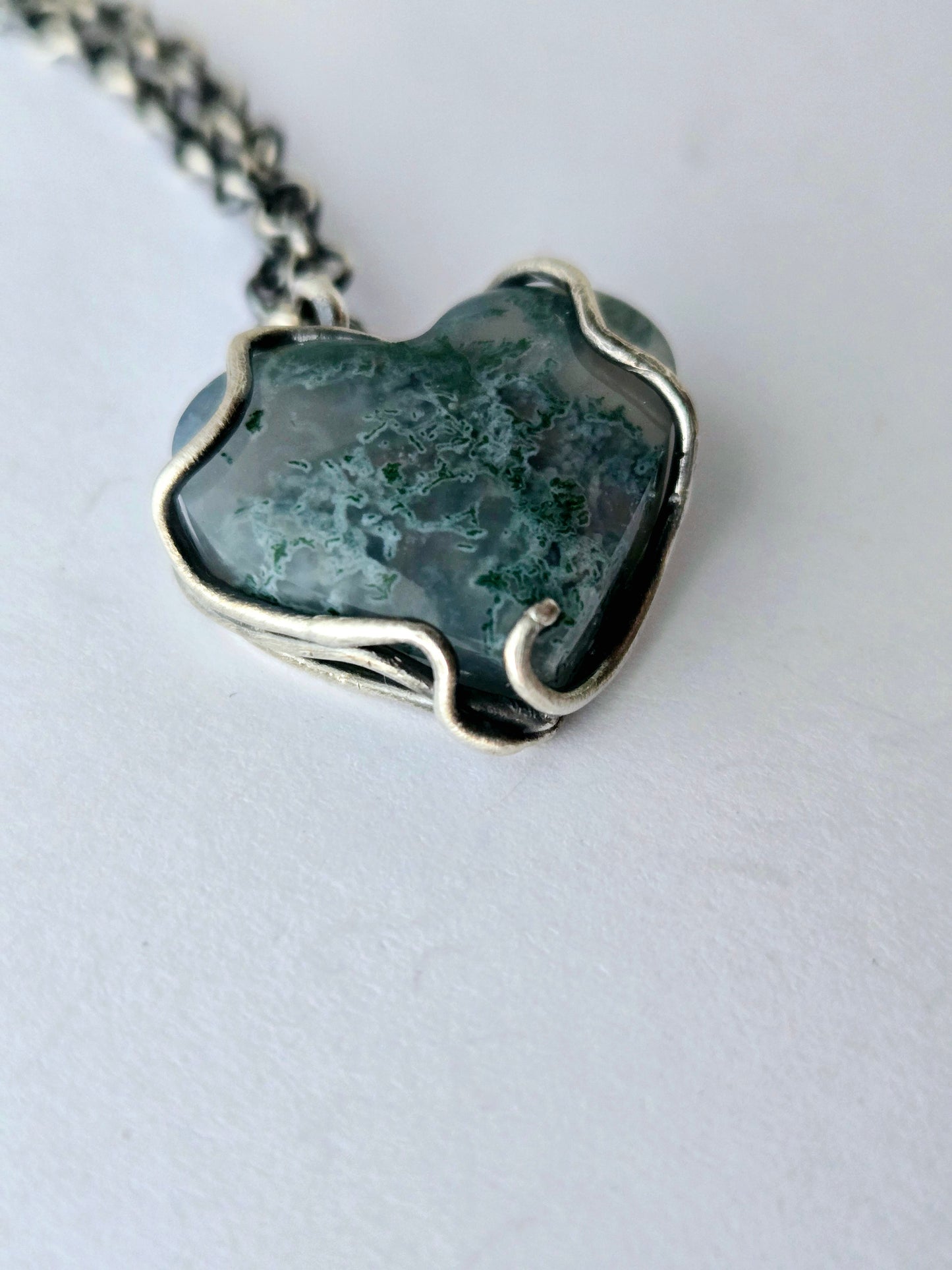 Moss Agate Heart Pendant