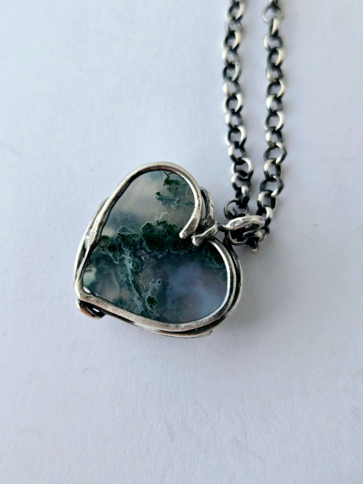 Moss Agate Heart Pendant