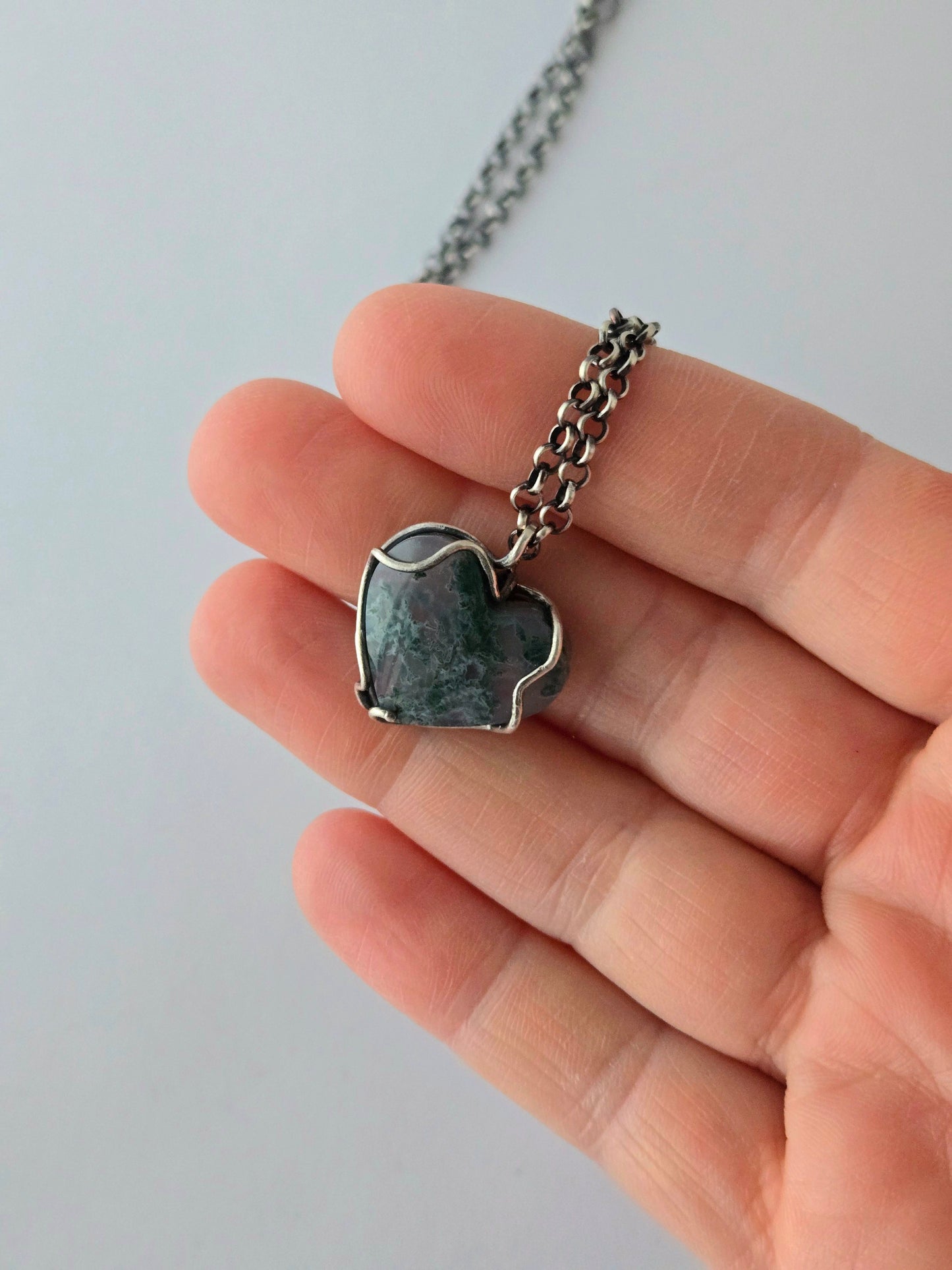 Moss Agate Heart Pendant