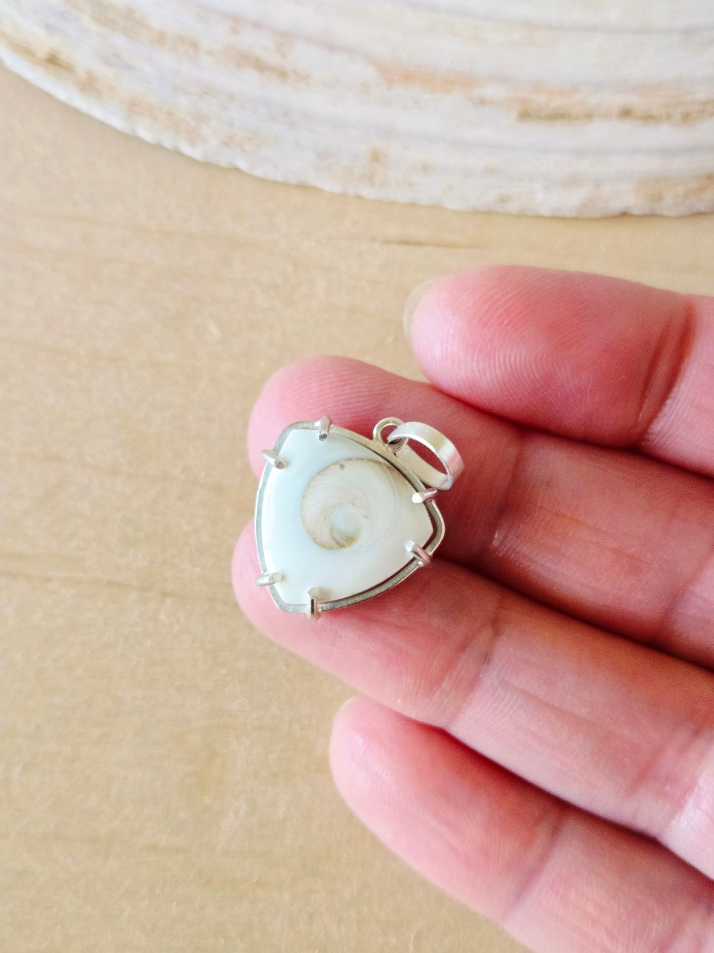 Reversible Spiral Shell Trillion charm/pendant