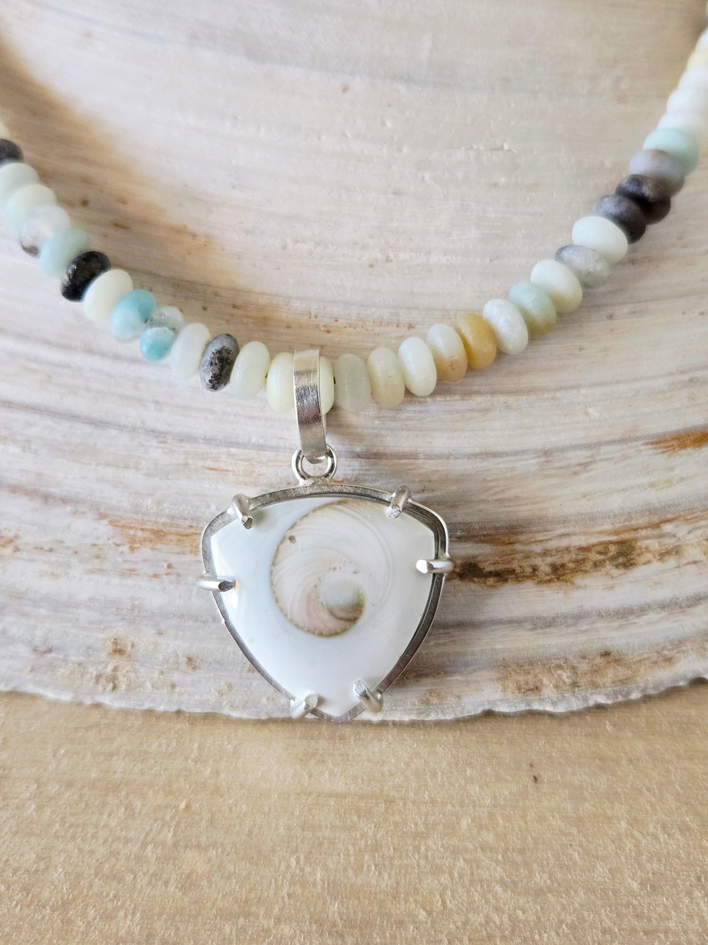 Reversible Spiral Shell Trillion charm/pendant