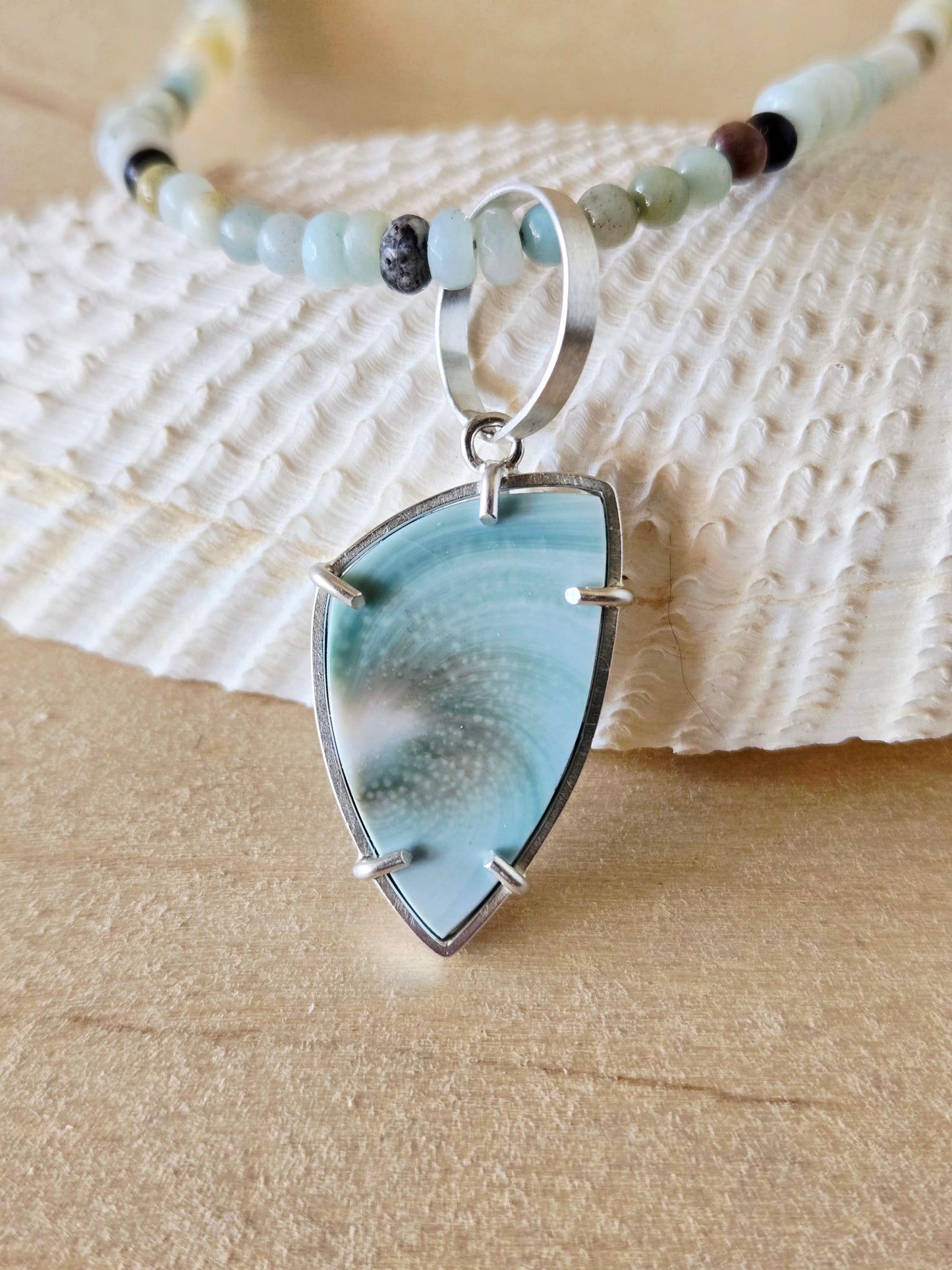 Reversible Spiral Shell Shield charm/pendant