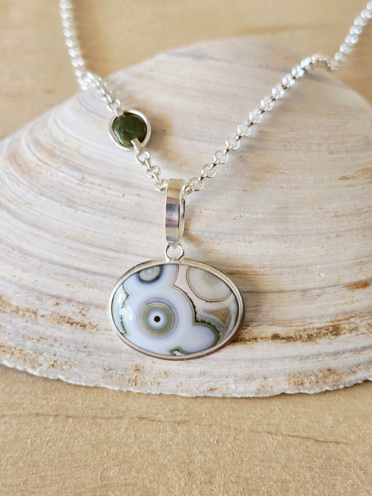 Ocean Jasper Oval charm/pendant horizontal