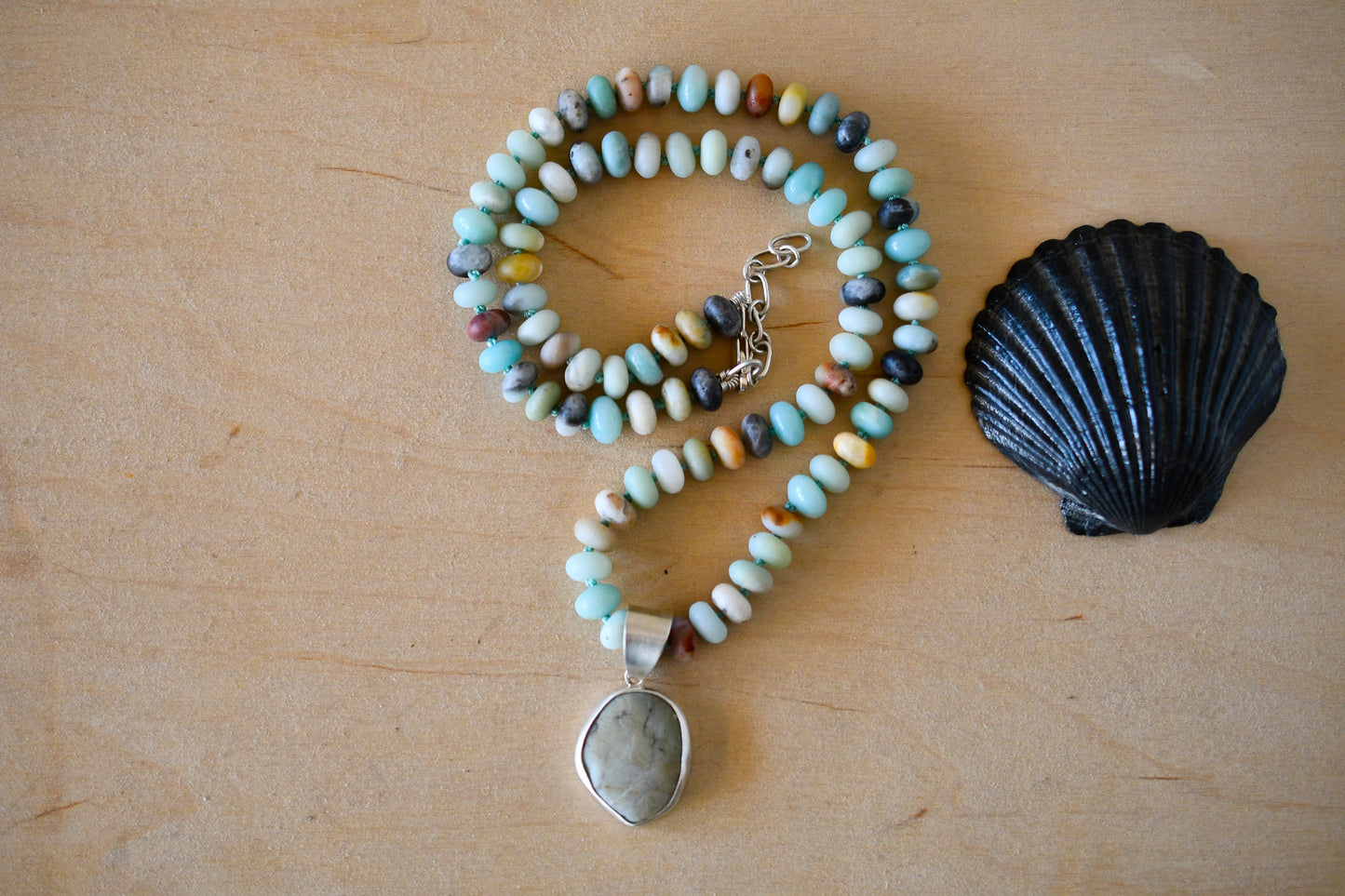 Amazonite and Beach Stone Necklace