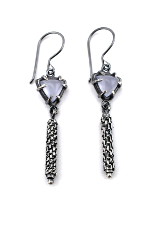 Column Earrings with Lavender Chalcedony