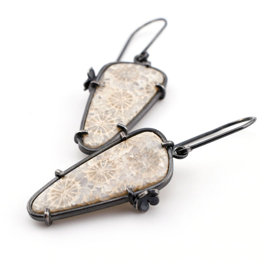 Flourish Earrings: Gray and White