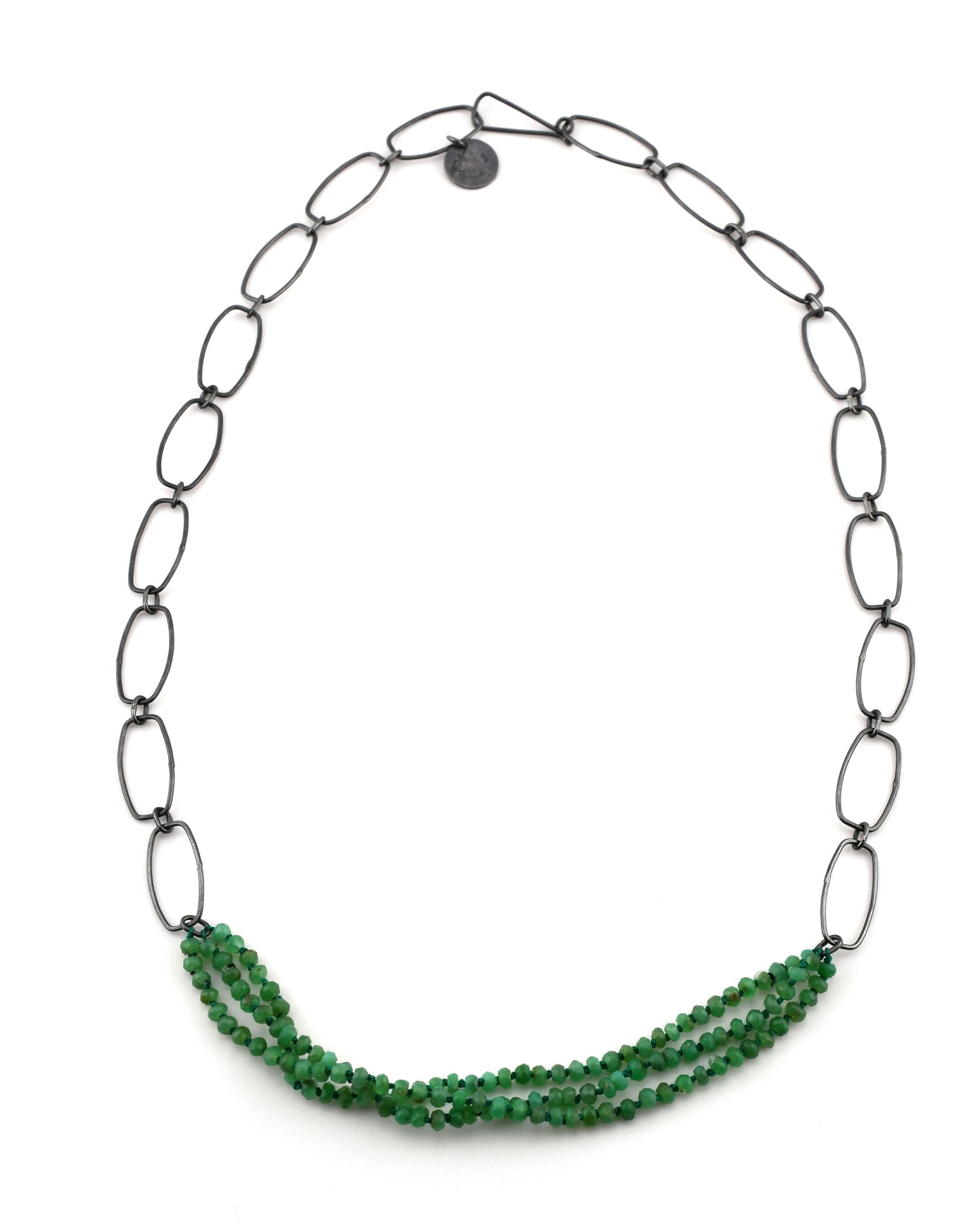 Chrysoprase 3 strand Bead & Chain Necklace
