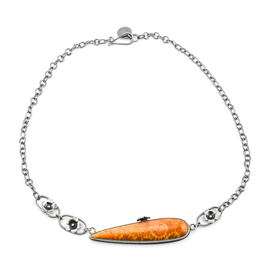 Flower Chain and Fossil Coral Necklace