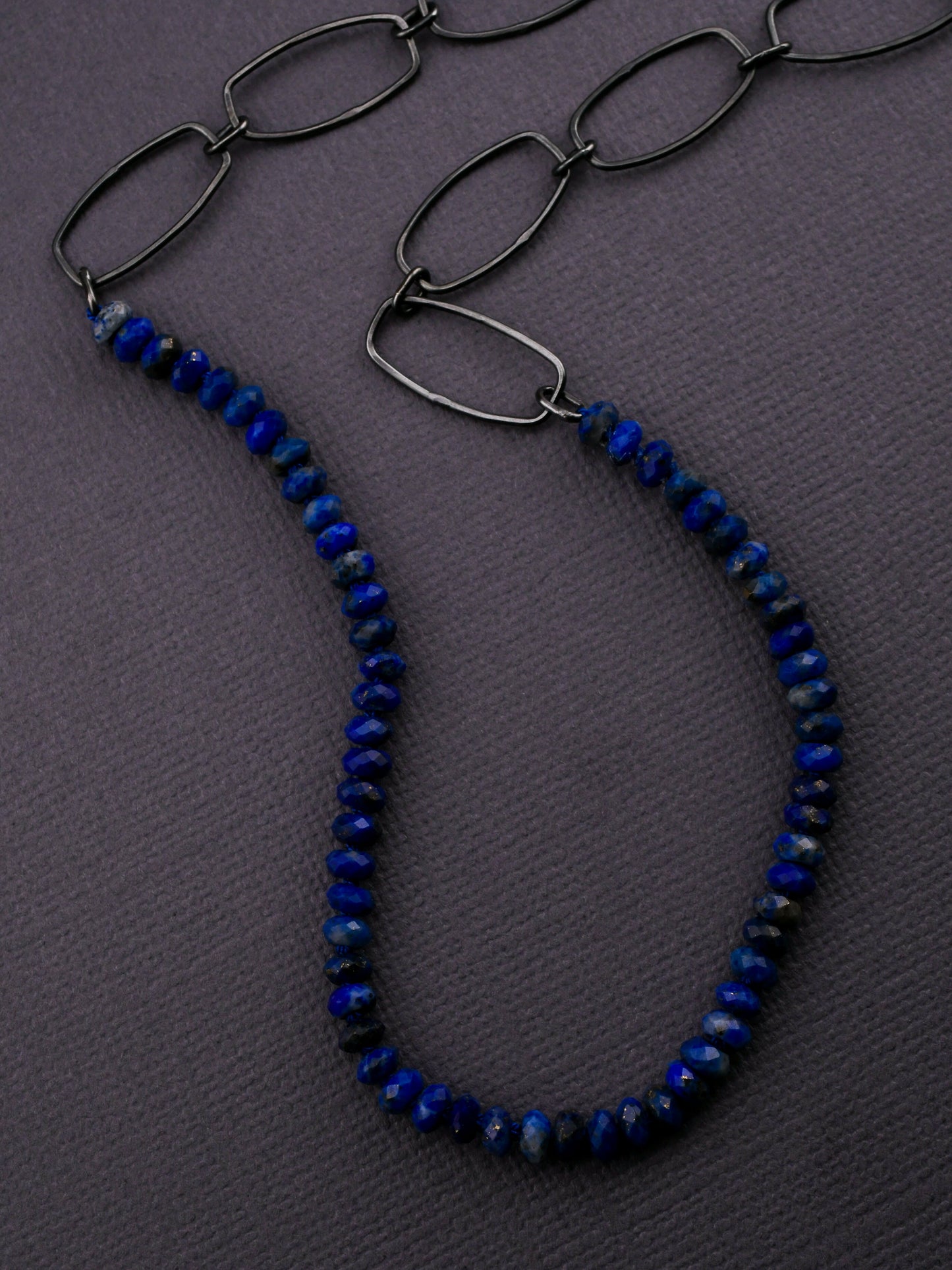 Lapis Lazuli Bead & Chain Necklace