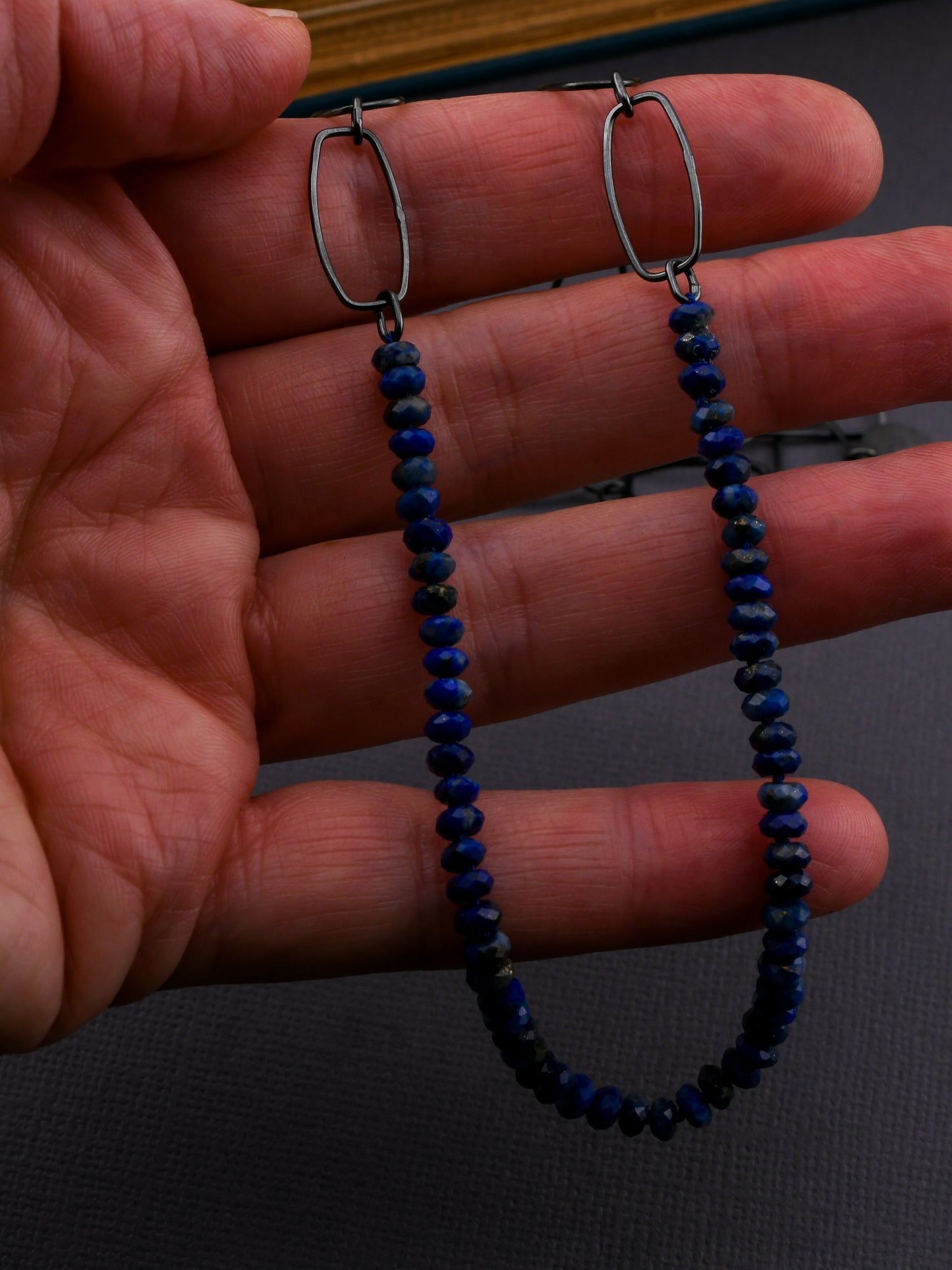 Lapis Lazuli Bead & Chain Necklace