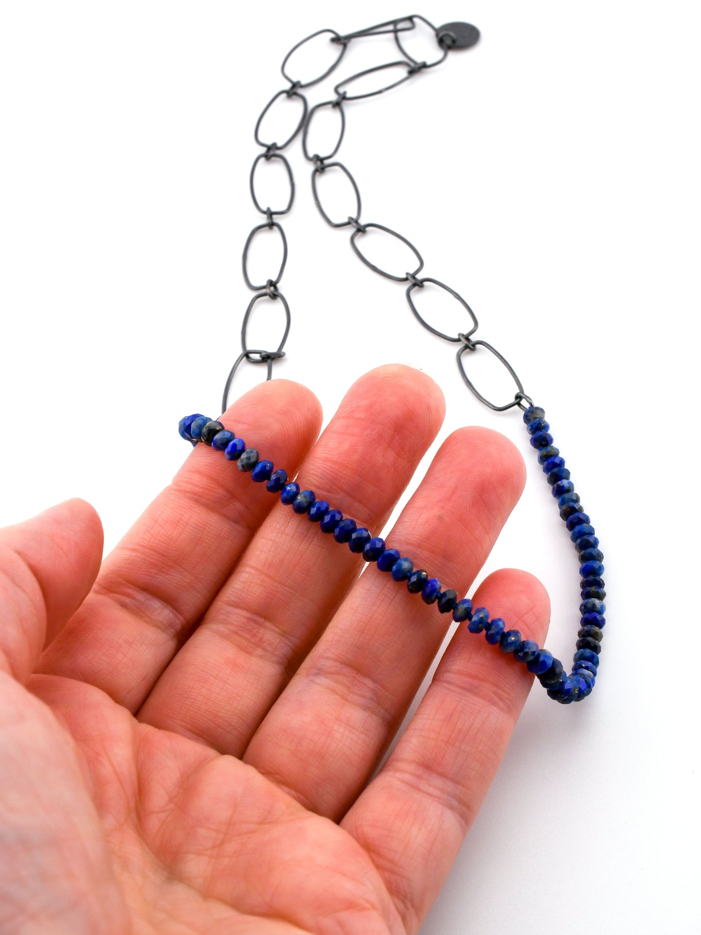 Lapis Lazuli Bead & Chain Necklace