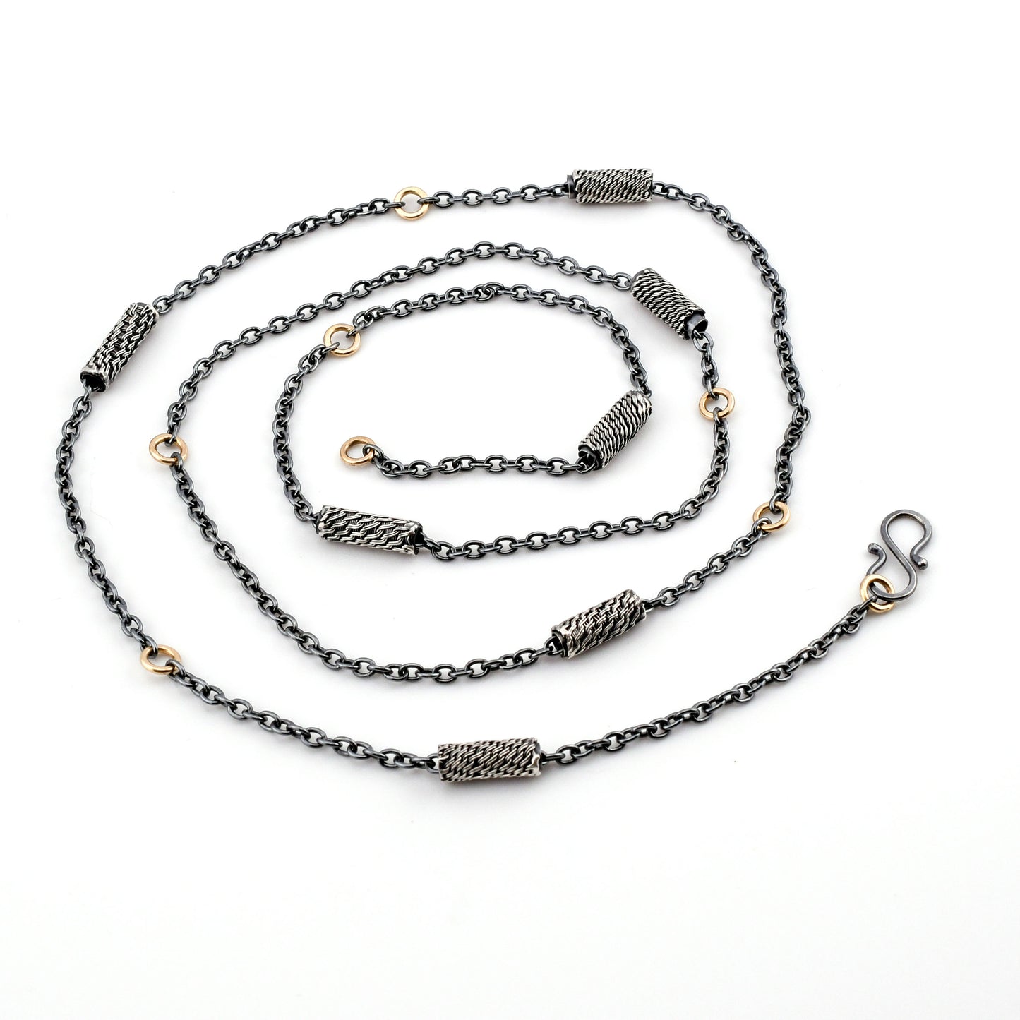 Long Slider Bead necklace-SS/14k